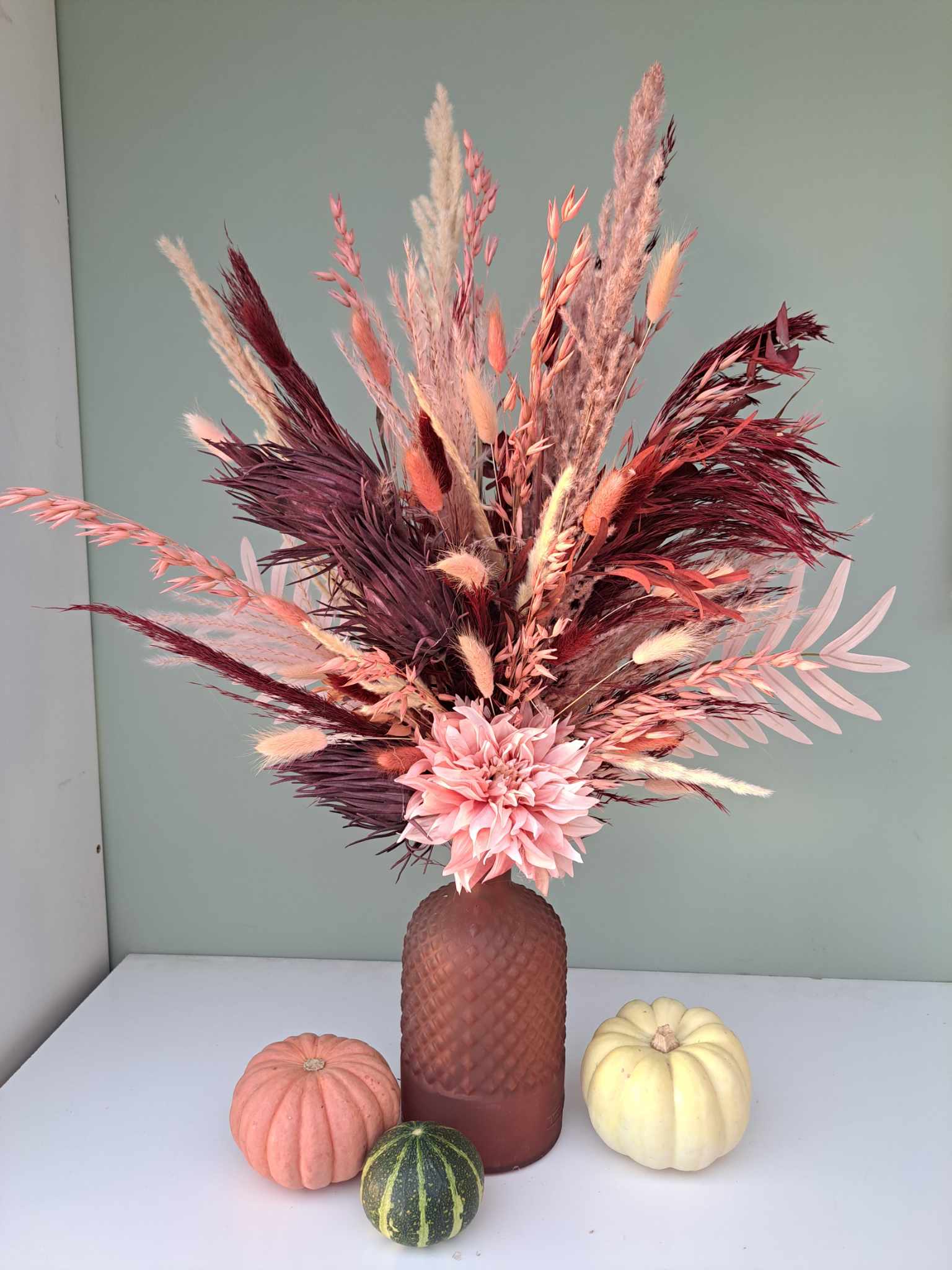 Boeket droogbloemen incl. vaas 