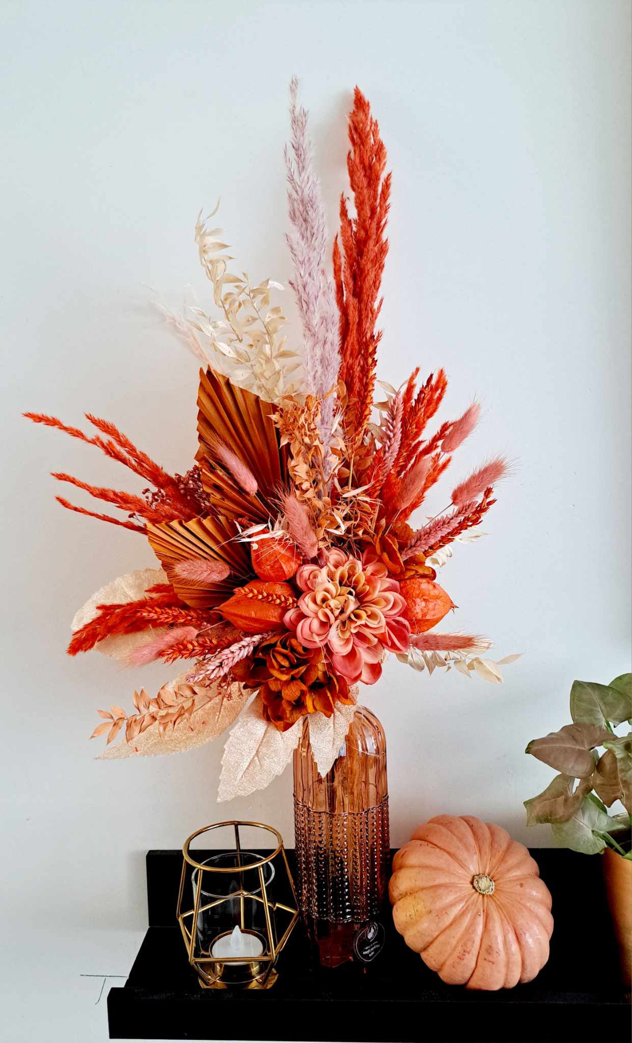 Boeket droogbloemen incl. vaas 