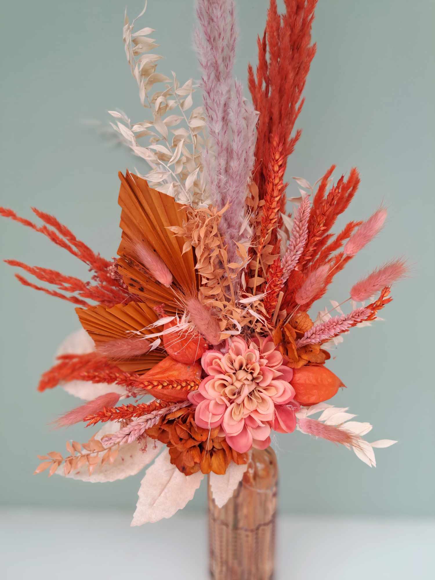 Boeket droogbloemen incl. vaas 