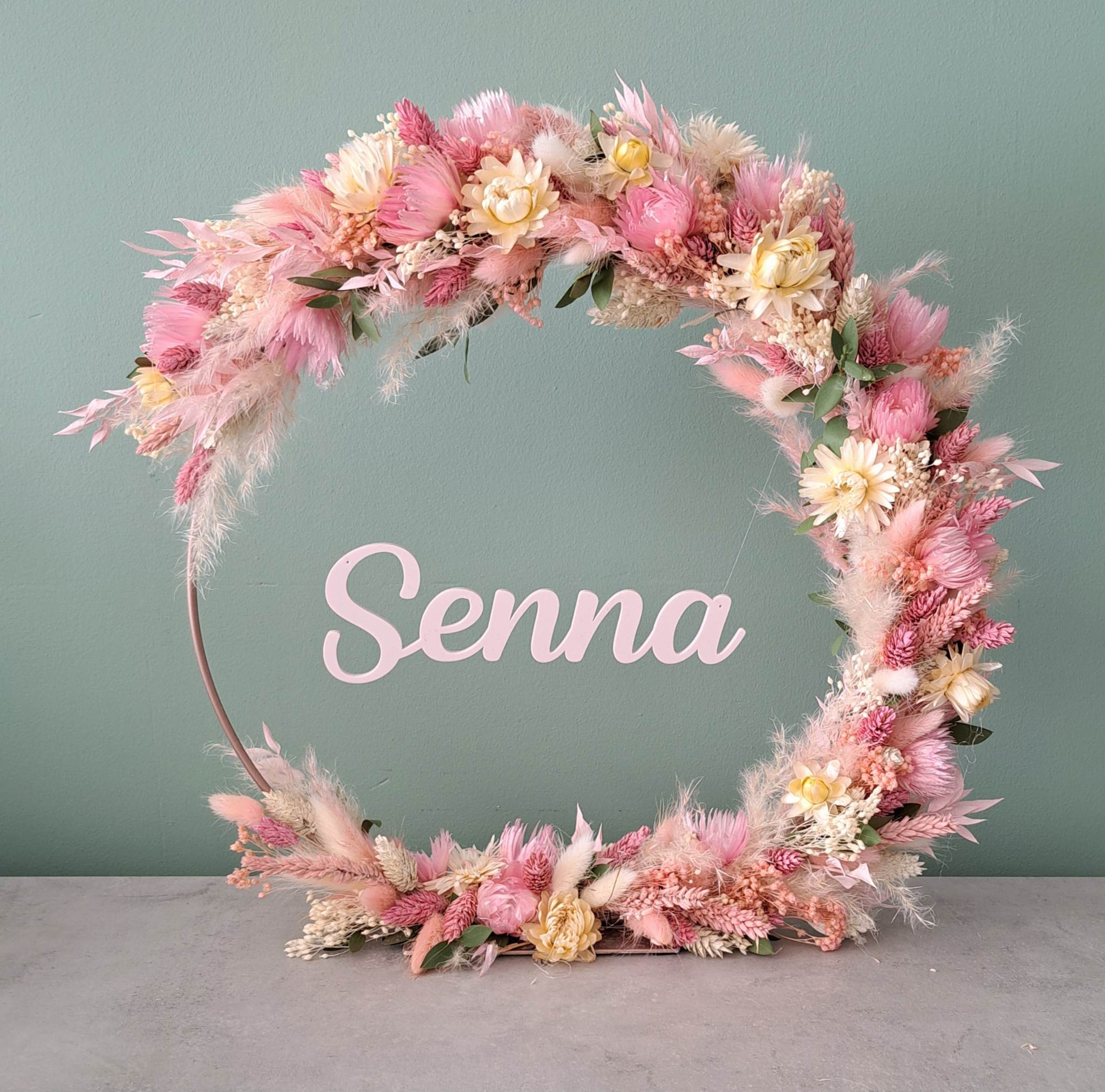 Flowerhoop 30cm met bedrukte naam 