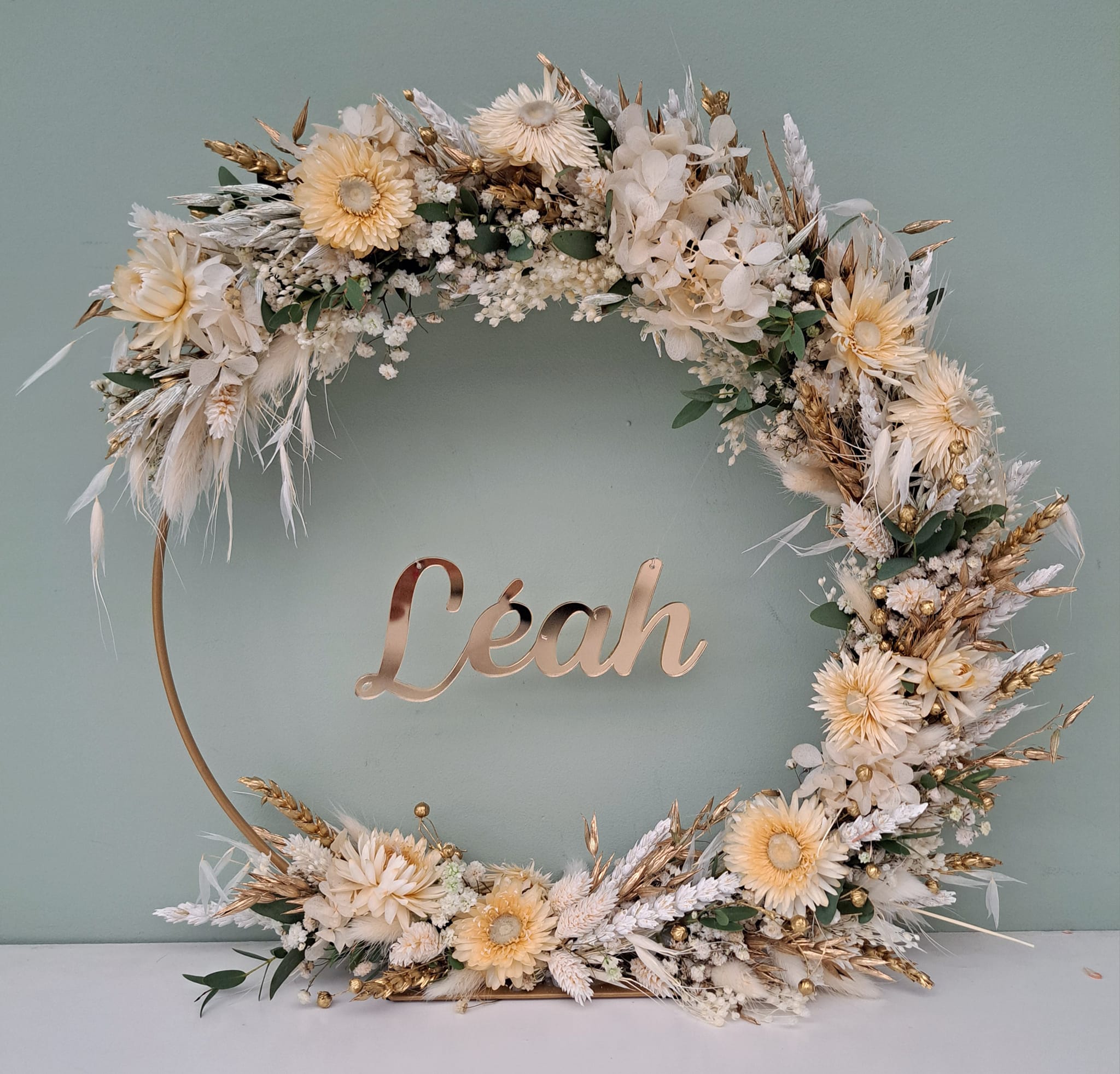 Flowerhoop 30cm met bedrukte naam 