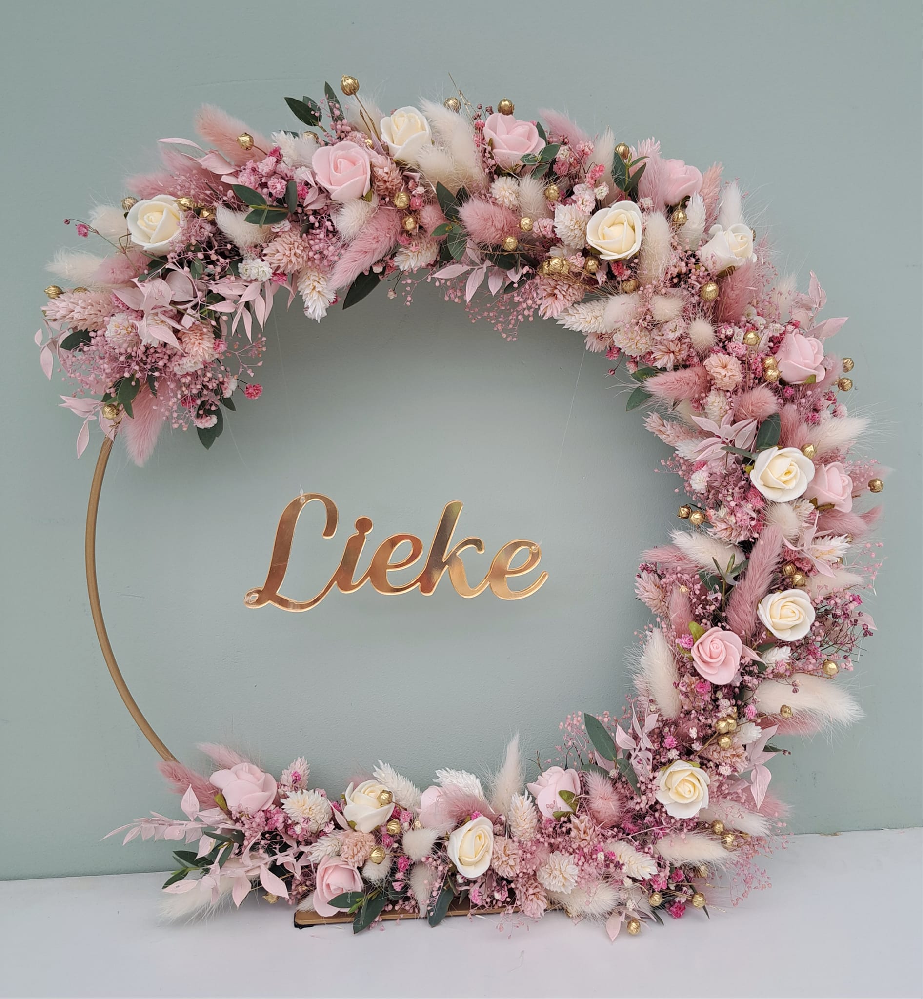 Flowerhoop 30cm met bedrukte naam 