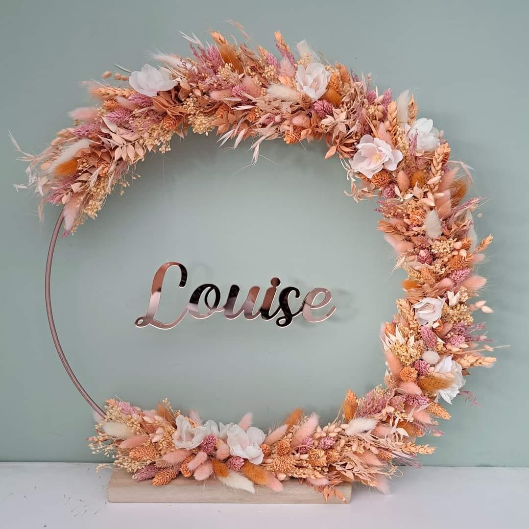 Flowerhoop 30cm met bedrukte naam 