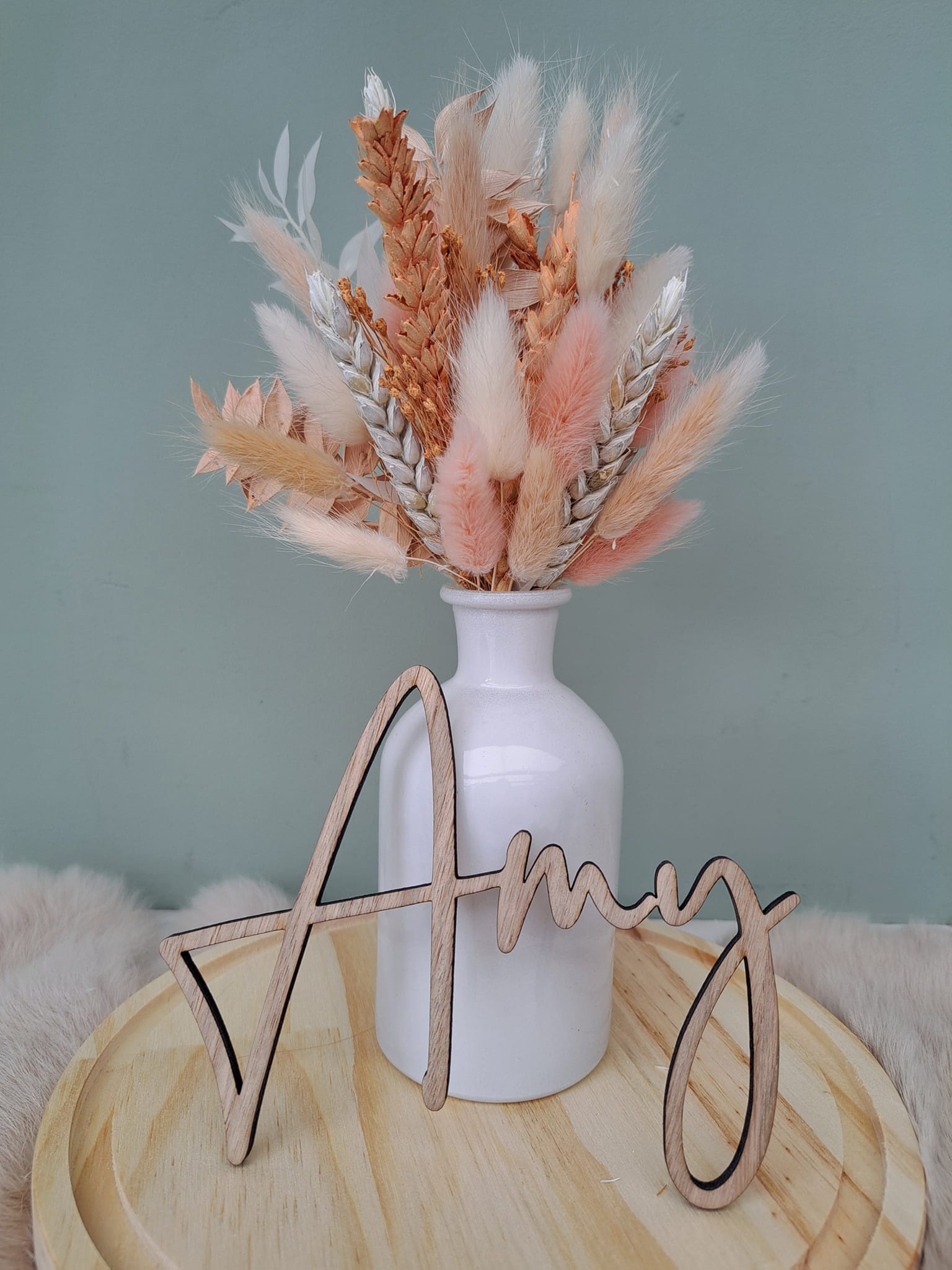 Gepersonaliseerde stolp met droogbloemen