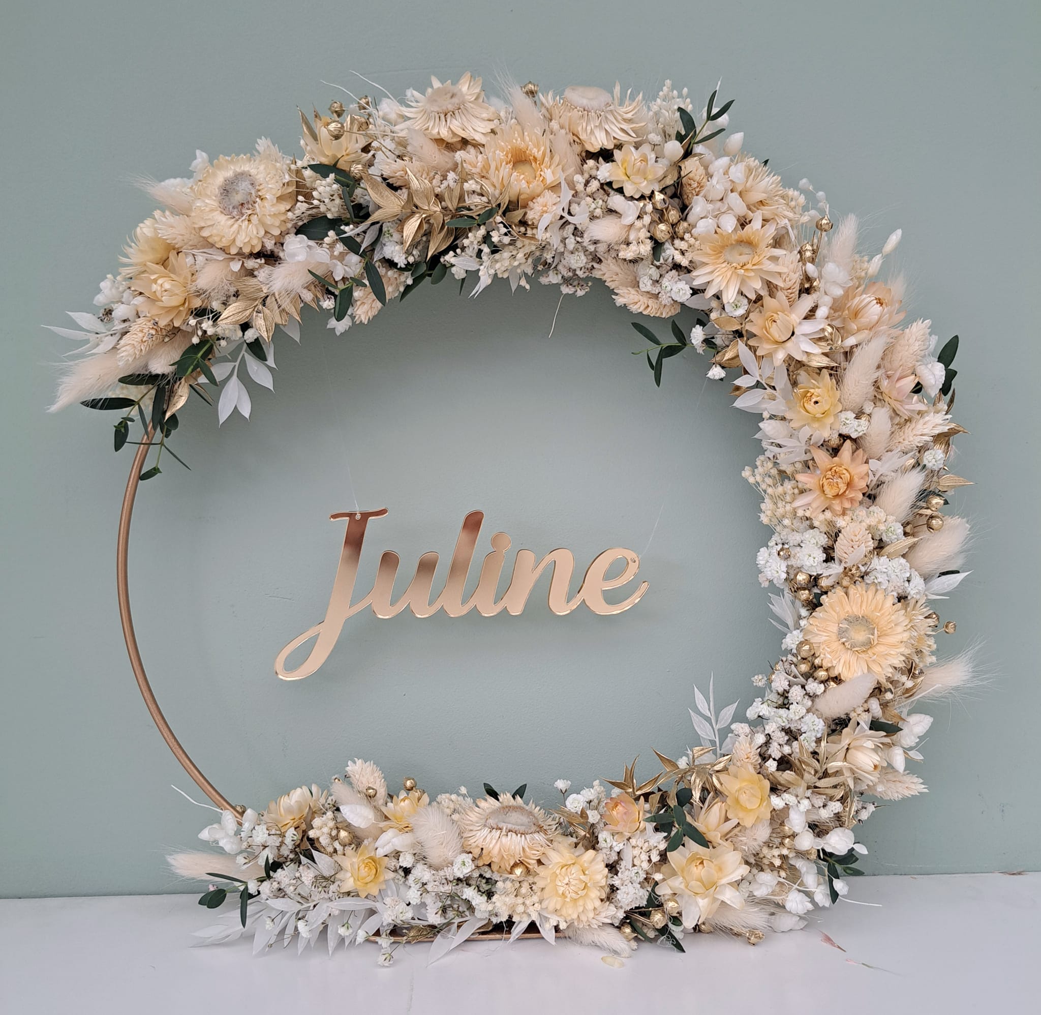 Flowerhoop 30cm met bedrukte naam 