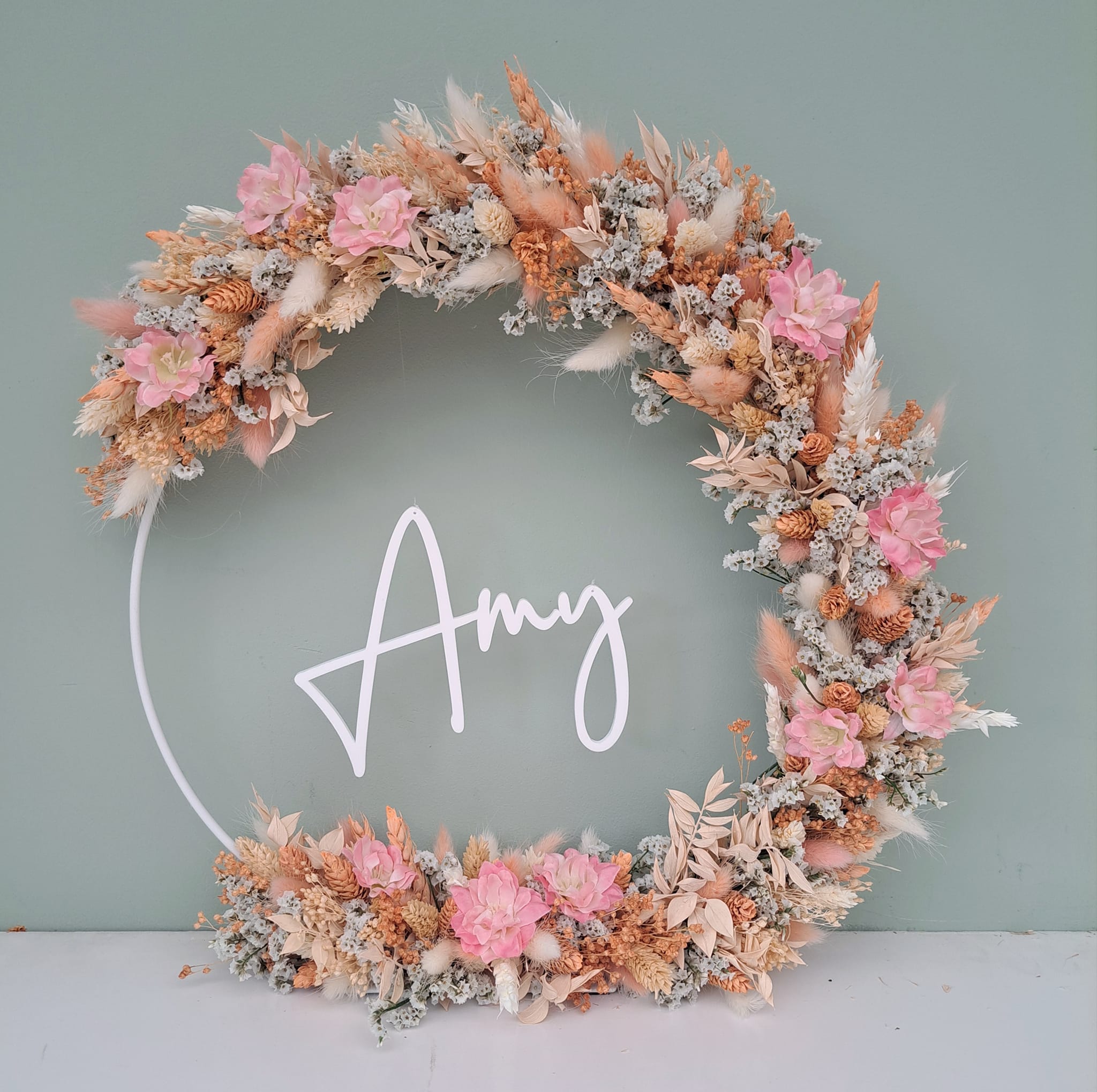 Flowerhoop 30cm met bedrukte naam 